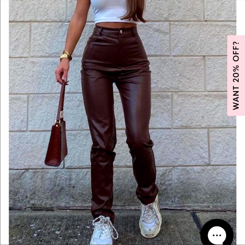 White Fox Boutique You've Got It PU Pants in Chocolate